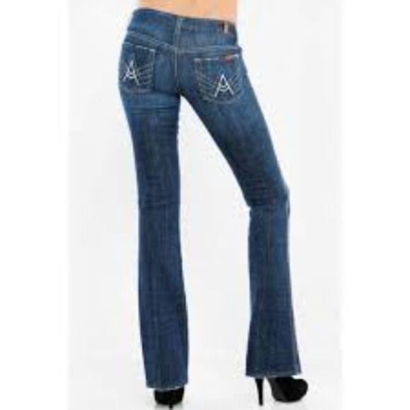 Vintage 7 For All Mankind low rise jeans, A pocket boot cut flare 28 - Picture 1 of 1